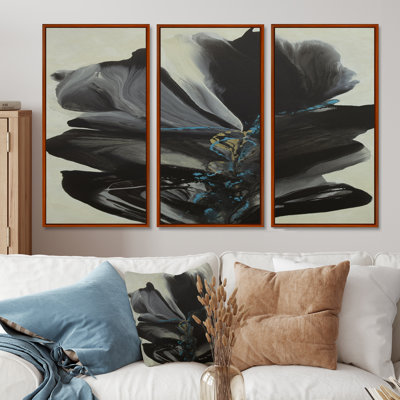 «Many Shades Of Grey 2», ensemble de 3 toiles d'art encadrées contemporaines