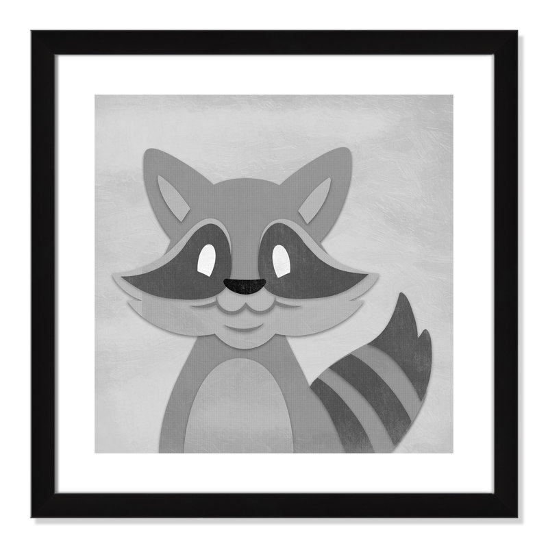 Impression sur papier Cheery Racoon, H 22,5 po x l 22,5 po x P 0,6 po, Encadré plat noir