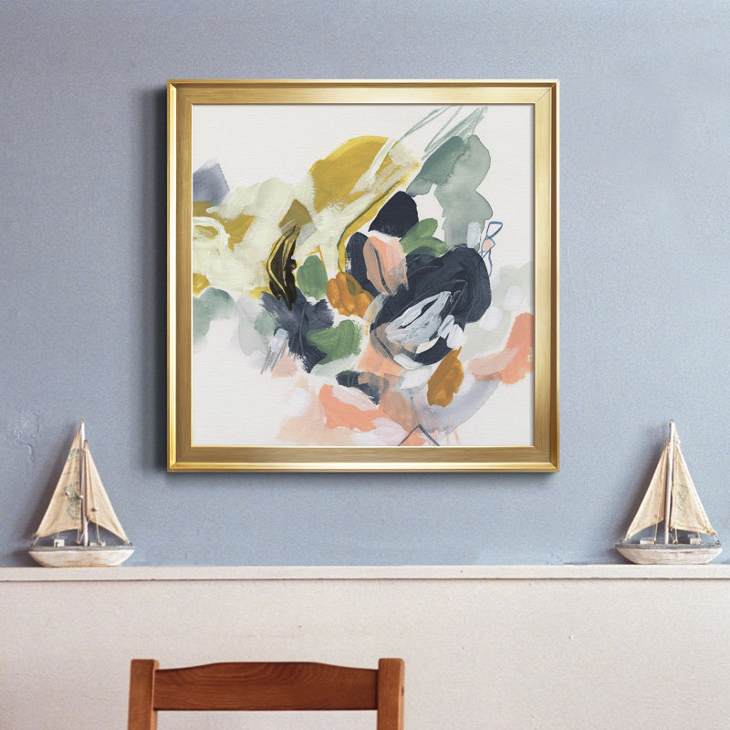 Toile encadrée «Premium Notation» de couleur notée I - prête à être accrochée, Cadre doré, H 17,5 po x l 17,5 po x P 1,5 po