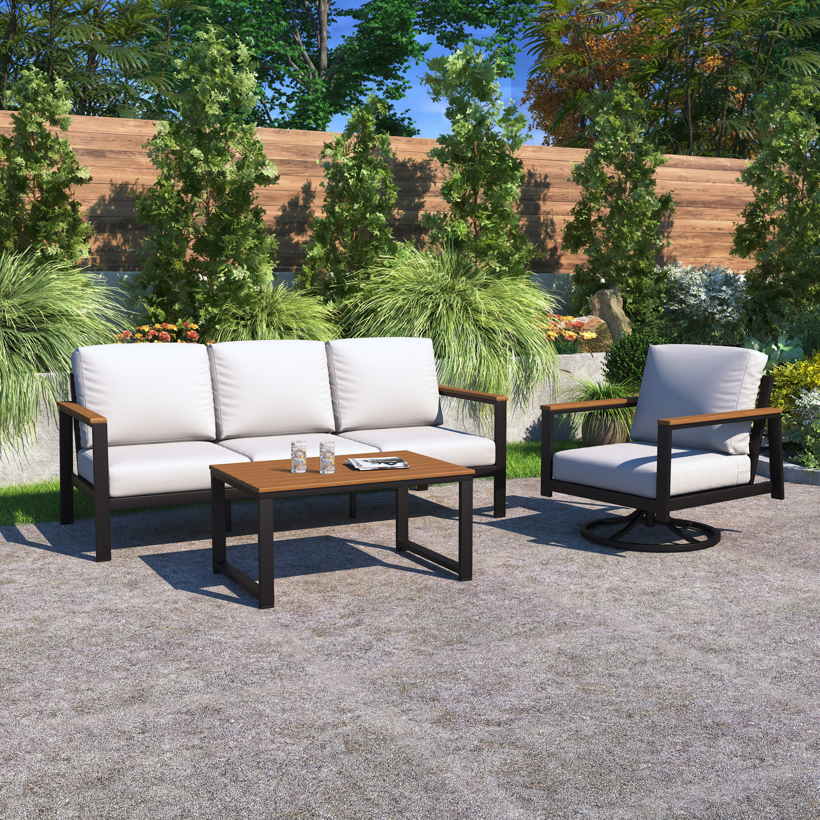Townsend 5-Person Patio Seating Group, Sunbrella Canvas Natural
