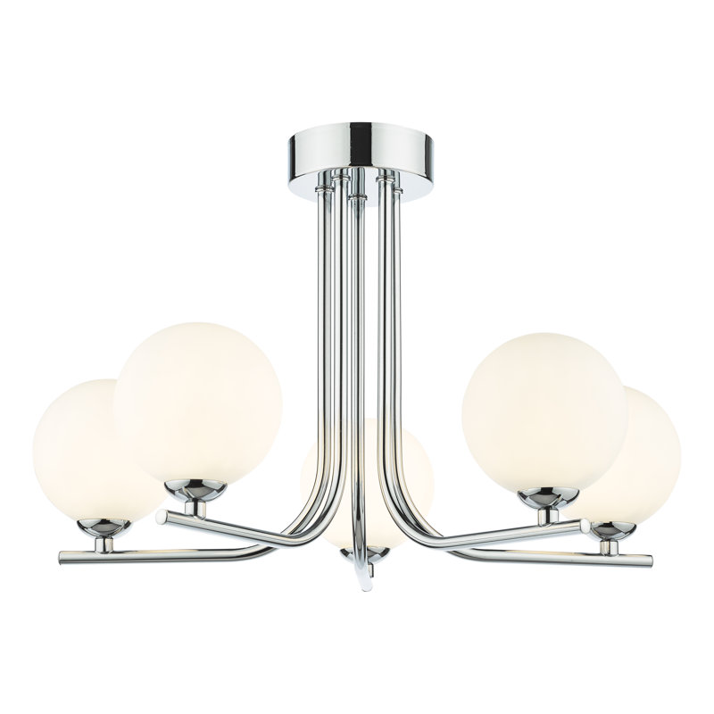 Flush Mount, Polished Chrome/Beige