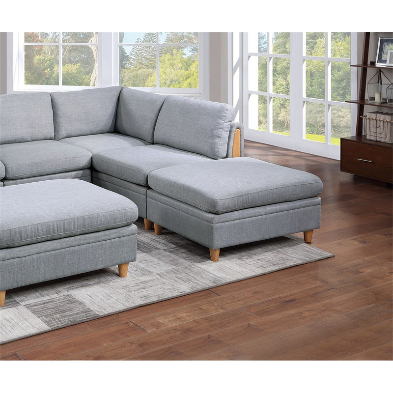Ensemble de canapés modulaires 6 pièces avec 2 fauteuils d'angle 2X et 2 repose-pieds