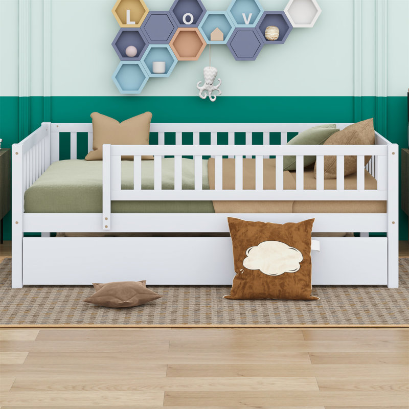 Lit de jour simple avec couchette Shanovia, Blanc