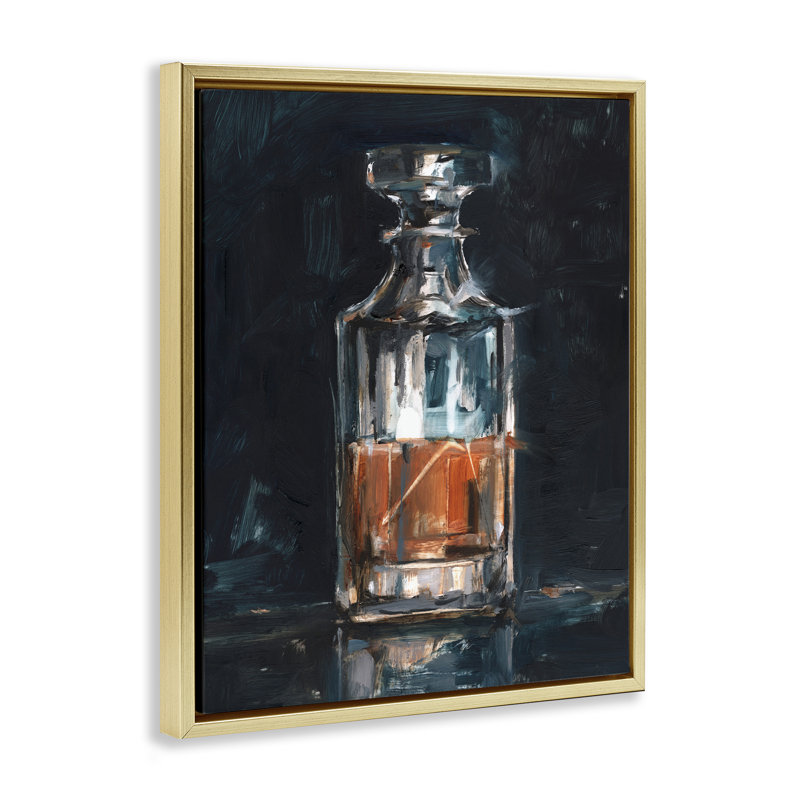 "Bar Whiskey Decanter", art mural encadré flottant par Ethan Harper, Cadre flottant métallique doré, H 21 po x l 17 po