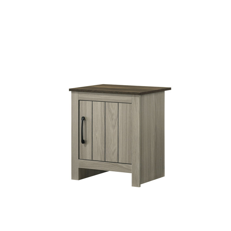 Table d'appoint en chêne gris avec rangement intégré - 40,6 cm (l) x 54,6 cm (h) - Idéale pour un coin salon ou une chambre - Finition noyer - Plateau de rangement contrasté - Plateau de rangement pour l'intérieur