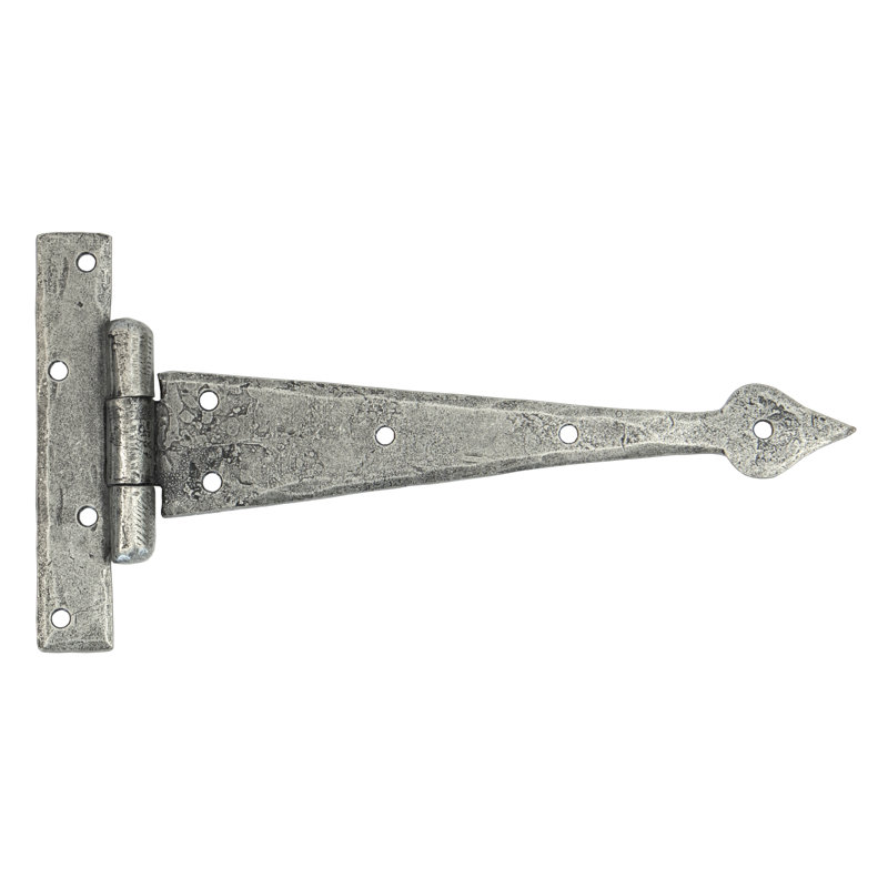 Pair Door Hinges, 12.2cm H x 23cm W x 1.6cm D, Pewter Patina