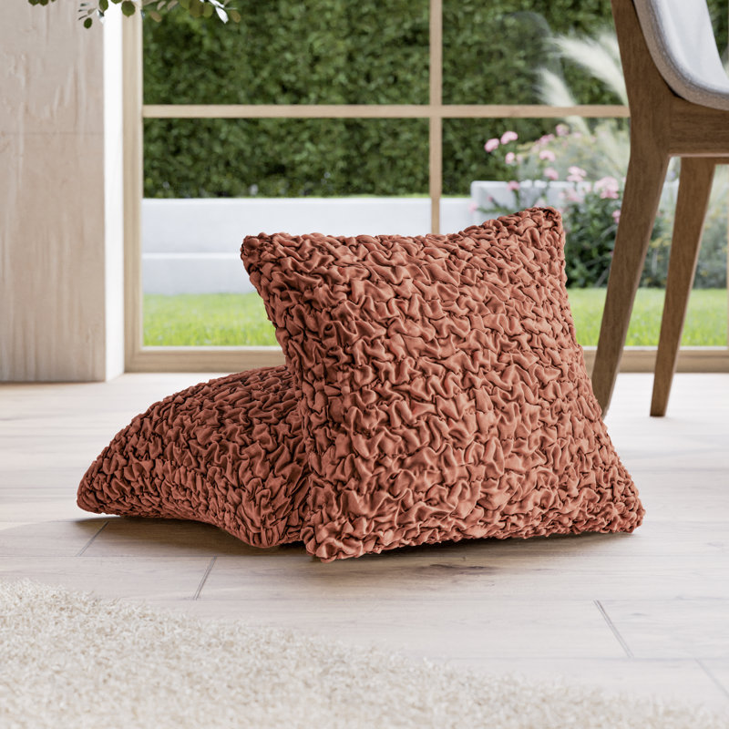 Housse extensible pour coussin décoratif - Écologique et douce - Collection Fuco Cotton (ensemble de 2), Terre cuite