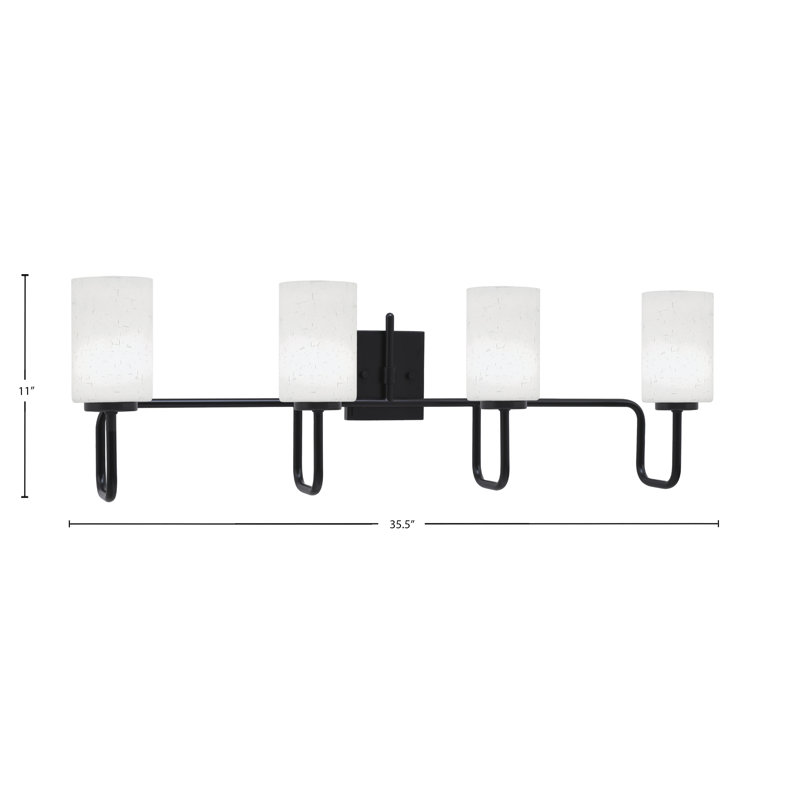 Amarmula 4 Light Bath Bar, Matte Black Finish, 4" White Muslin Glass