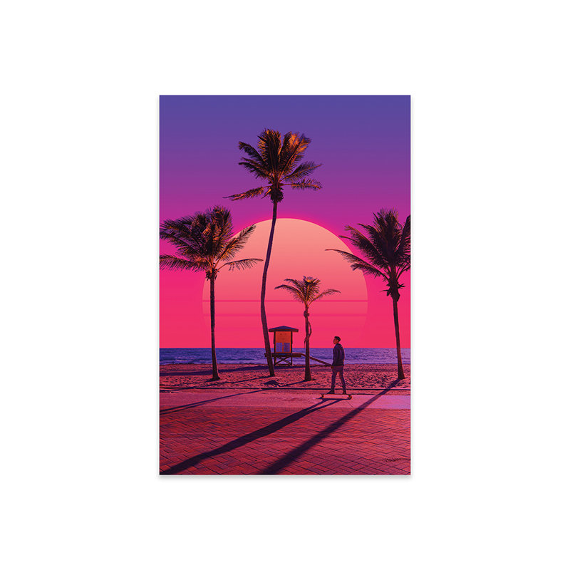 «Vaporwave Sunset VI» par Danner Orozco - impression non encadrée, H 24 po x l 16 po x P 0,25 po