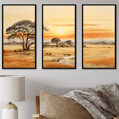 «Beige African Safari Landscape IV - Art mural africain»