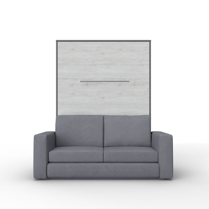 Ayvri Upholstered Murphy Bed, Slate Grey/Oak Moncao/Grey