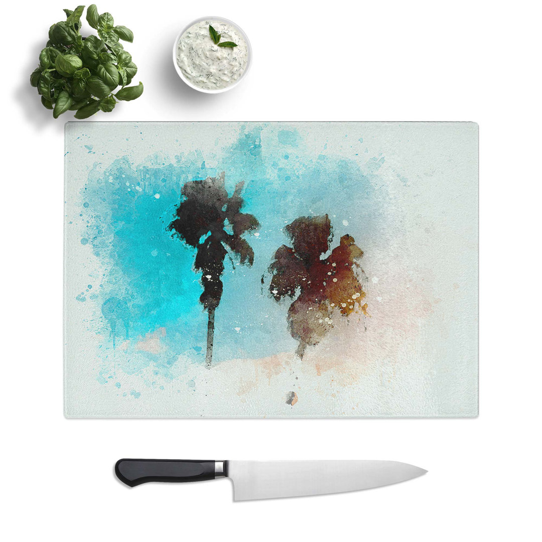 Glass Los Angeles Palm Trees in Abstract Chopping Board