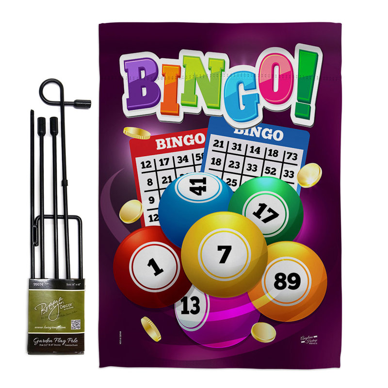 Drapeau de jardin en polyester 18 x 13 po Bingo