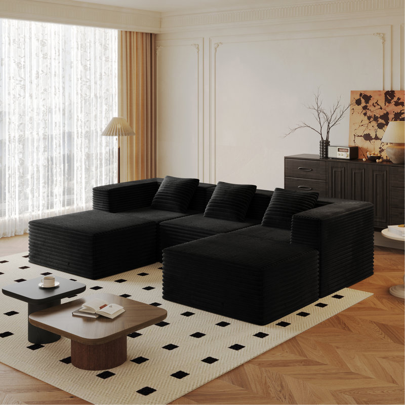 Canapé modulaire modulaire pour salon avec siège profond, canapé à compression, mousse à mémoire de forme haute densité, canapé rembourré désossé, sans assemblage (siège 3 * et repose-pieds 2 *)