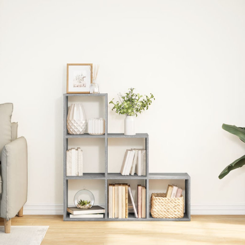 Saphronia Bookcase, Grey Sonoma, (3 Shelves) 99cm H x 99cm W x 29cm D
