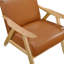 Fauteuil club décoratif, revêtement en similicuir, bois massif brun naturel