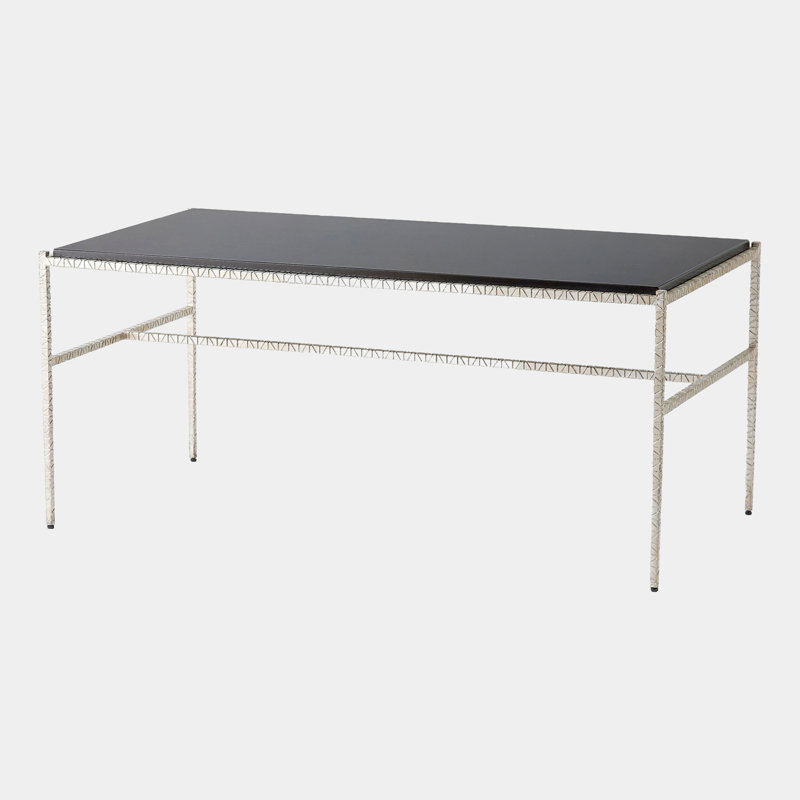 Cut Iron Marble Cocktail Table, Black Top/Silver Base
