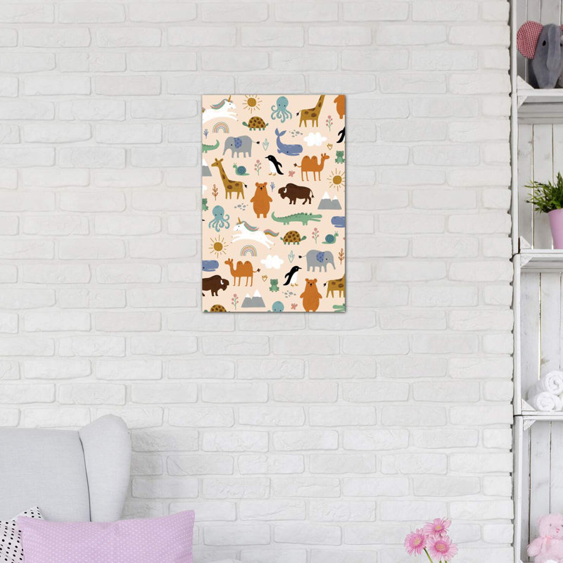«Baby Animal Menagerie I» par Nancy Mckenzie - reproduction d'art, H 60 po x l 40po x P 1,5 po, Toile tendue, Pas de tapis