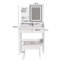 Miroir de coiffeuse 3 couleurs à DEL avec tabouret, coiffeuse pour la chambre à coucher, 2 tiroirs et 5 armoires de rangement (4 ouvertes + 1 cachée), éclairage réglable-1907653078