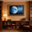 Cadre mural vintage orné de Blue Moon Space Ring – Cadre décoratif doré pour œuvres d'art.-795369446