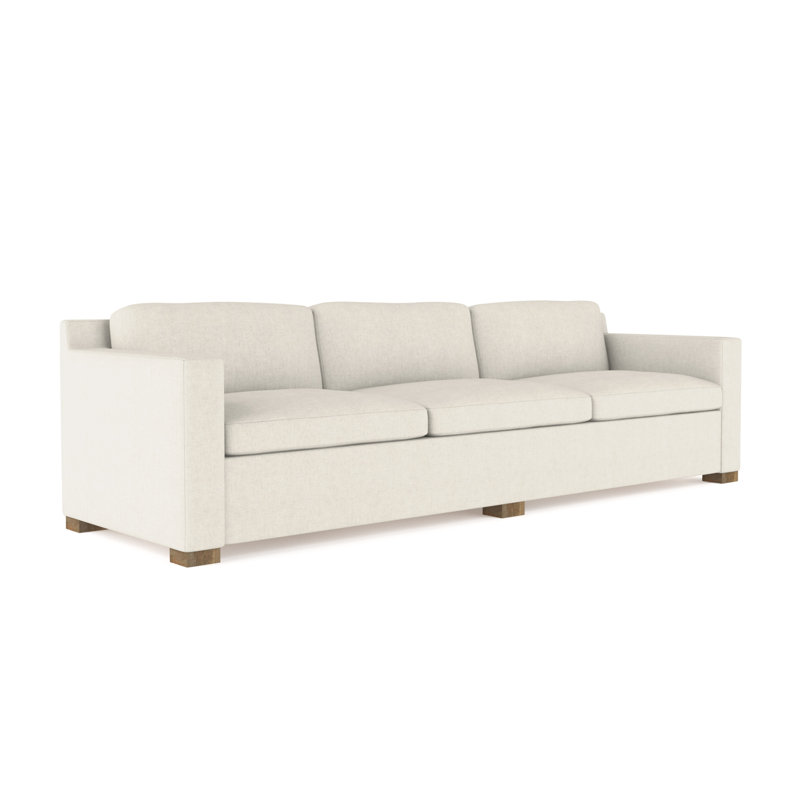 Mercer Track-Arm Extra Long Sofa, Box Weave Linen Alabaster, 33.5" H x 120" W x 44" D, Weathered