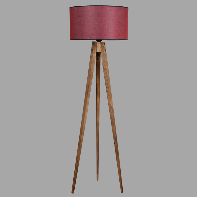 Lampe sur pied élégante avec corps en bois, brun et rouge bordeaux, hauteur de 60,2 po | Capuchon de 17,7 po de diamètre et pied de 19,7 po de diamètre | Douille E27, 40 W maximum | Interrupteur marche / arrêt sur le câble | Éclairage élégant pour la décoration intérieure