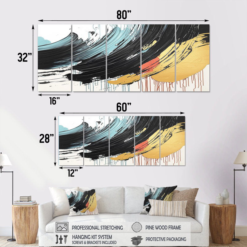 Ohle - reproduction d'art abstraite, art mural moderne sur toile, H 28 po x l 60 po, 5