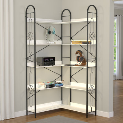 Industrial Shelf, Vertical Corner Bookshelf with Open Back by 17 Stories