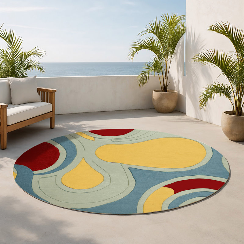 Tapis intérieur et extérieur Snappy Groove, Rond 5 pi