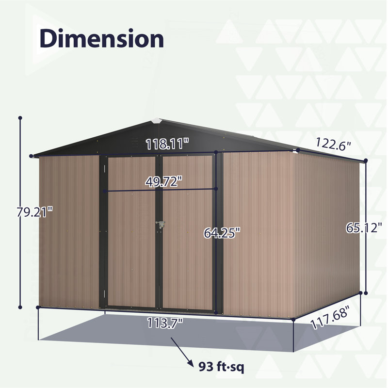 Remise de rangement en métal 10 pi x 10 pi pour notre porte, remise de jardin en acier avec portes verrouillables, rangement utilitaire et outils pour le jardin, la cour, le patio et l'extérieur
