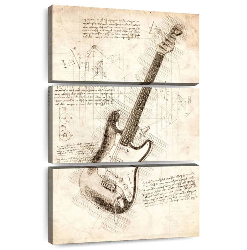 Abarca Electric Guitar Blueprint, 65" H x 42" W