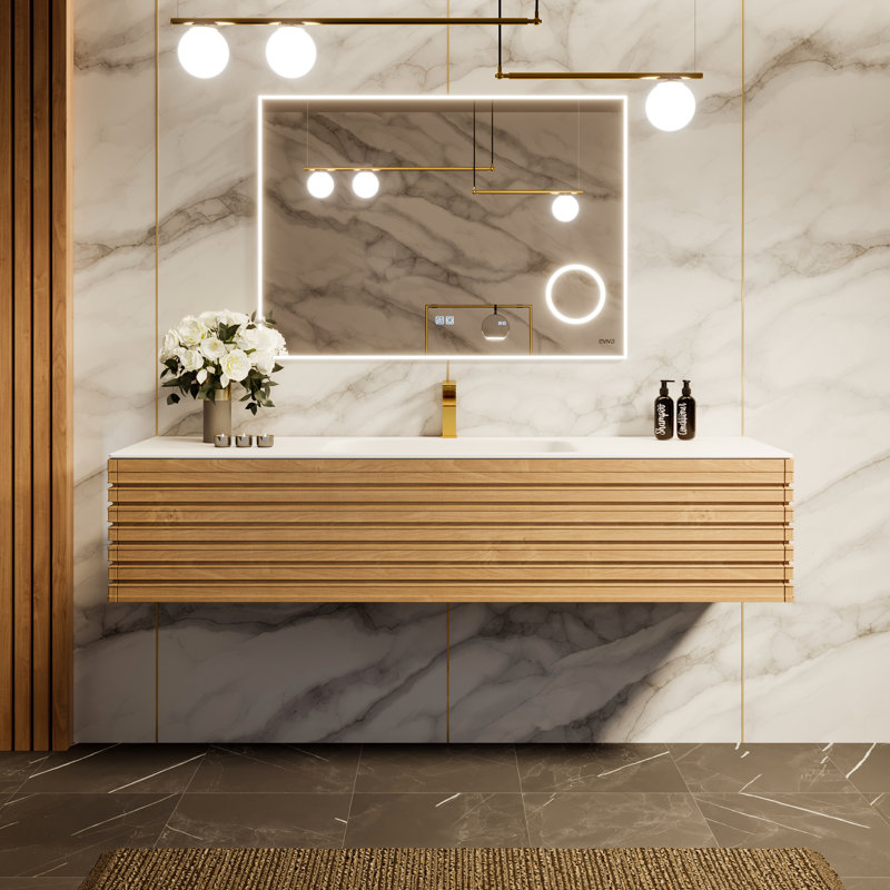 Kambri 55.12'' Single Bathroom Vanity with Solid Surface Top