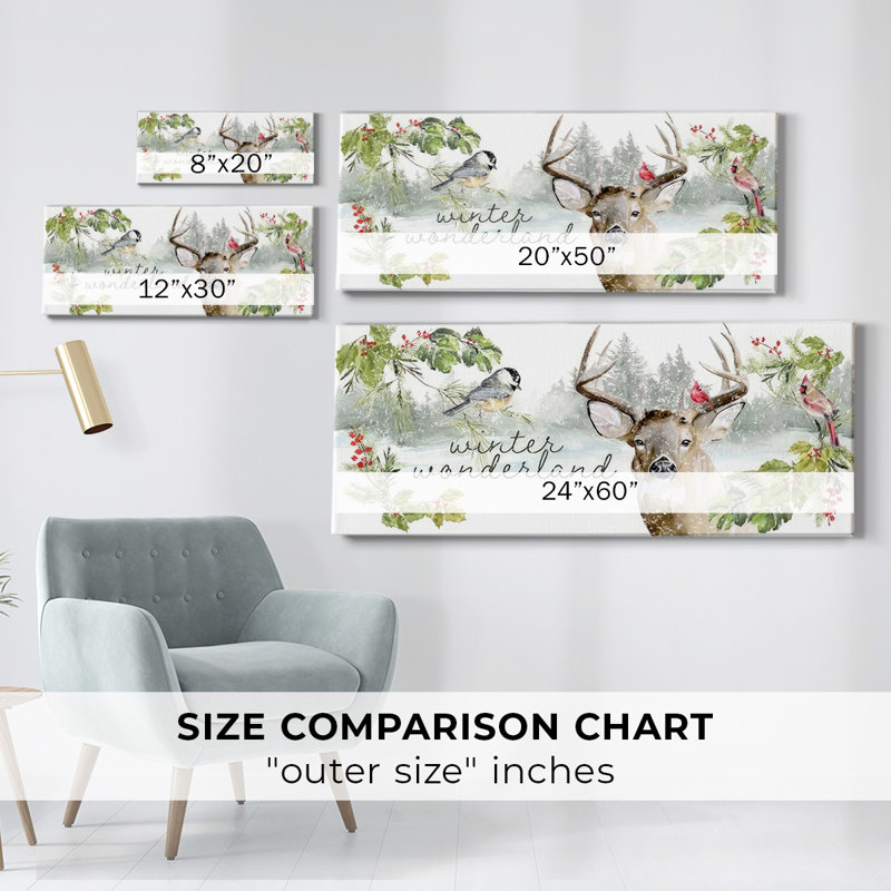 Reindeer Woods - reproduction panoramique sur toile tendue, H 20 po x l 50 po x P 1,5 po