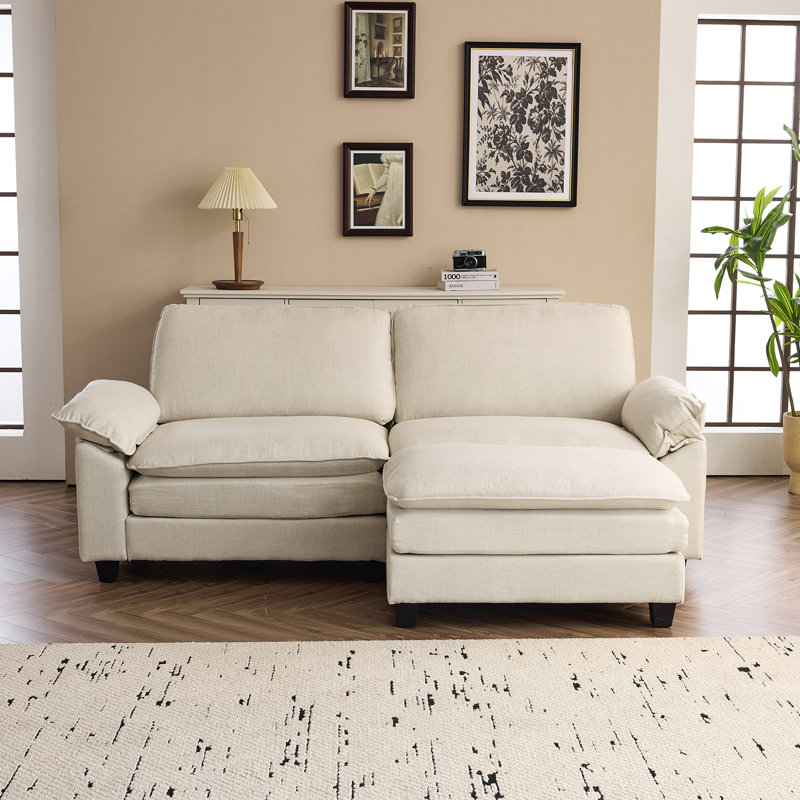 Canapé et canapé avec repose-pieds Avrilynn, Polyester beige, 85.4"W x 33.5"H x 54"D (2-seat)
