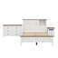 Lit plateforme Farmhouse avec tête de lit double à porte coulissante et station de charge, table de chevet et commode-1682599344