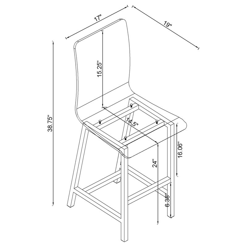 Tabouret de bar et de comptoir Anca, Transparent, Tabouret de comptoir (assise de 24 po de hauteur)