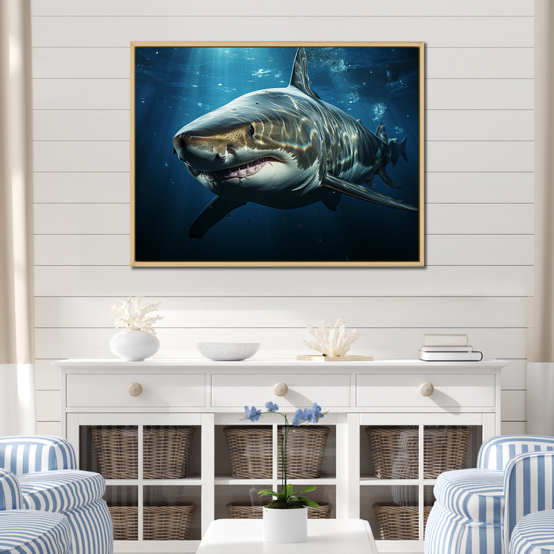 " Oceans Blue Ghost Shark Photography ", Natural Floater Framed, 16" H x 32" W x 1" D