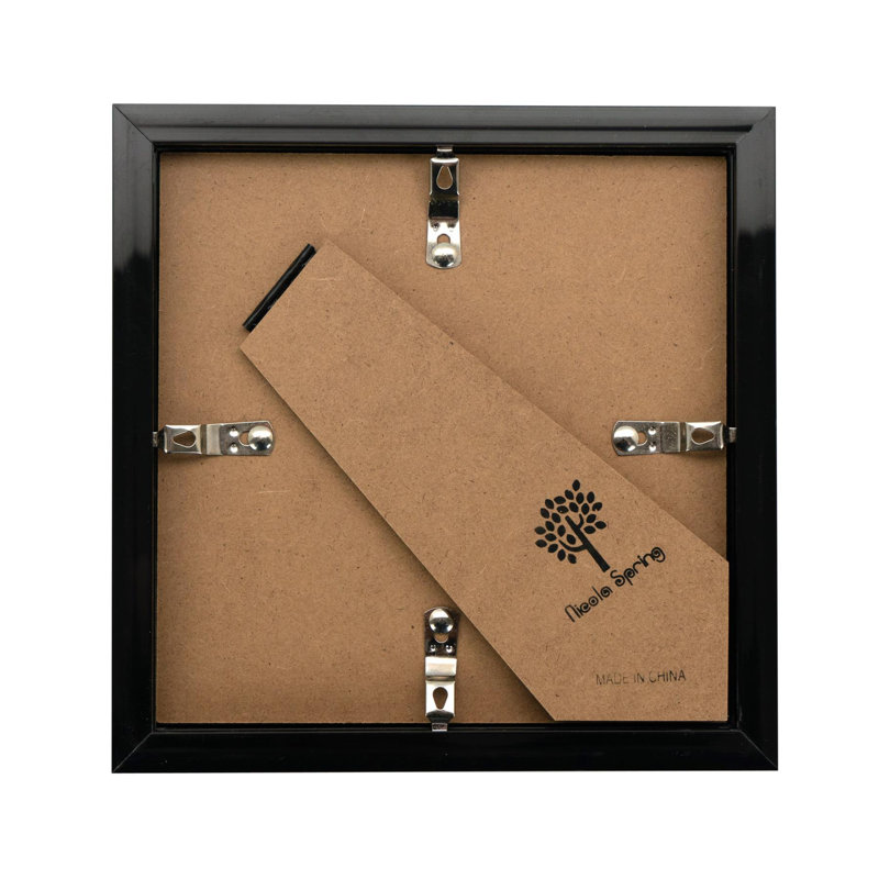 Bevelled Shadow Box Picture Frame with Mat, 17.5cm H x 17.5cm W x 3.5cm D, Black/White
