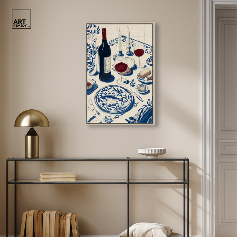 «Dinner II», reproduction d'art sur toile encadrée par Art Remedy, cadre blond, 20 x 30, H 31 po x l 21 po, Cadre blond
