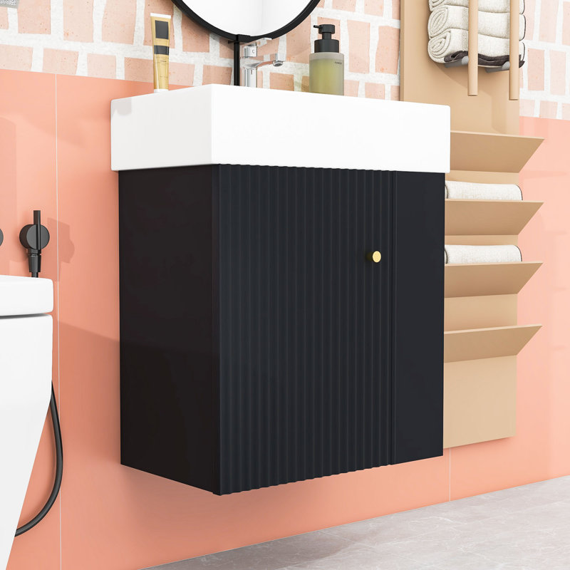 Bathroom Vanity with Ceramic Basin, Black