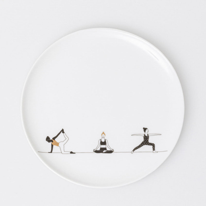 Assiette en porcelaine avec motif de yoga Hobby - 6 po