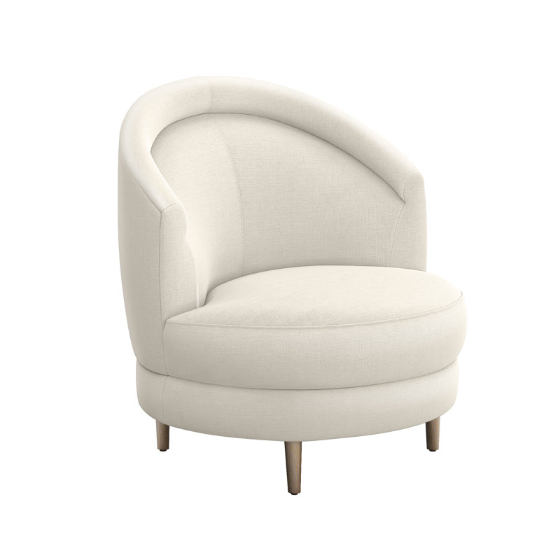 Fauteuil demi-tonneau l 34 po Capri, Gris glacé, Perle 100% polyester