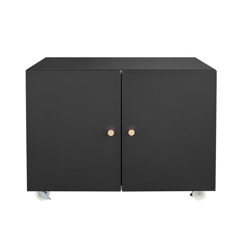 Metal Printer Stand with File Storage, Heavy Duty Steel Cabinet with Double Doors, Adjustable Shelf and Wheels, 3D Printer Table for Home Office, Living Room and Small Spaces-Small Size