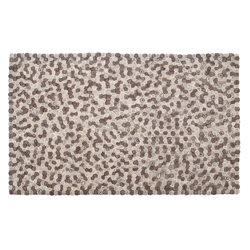 Tapis en laine ivoire/brune 5 pi 2 po x 7 pi à la main one-of-kind noué la Harmoni