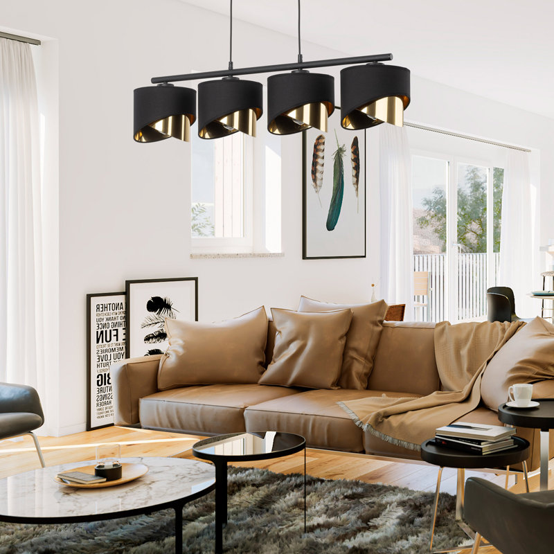 Aniqua 4 - Light Kitchen Island Pendant, Black/Gold