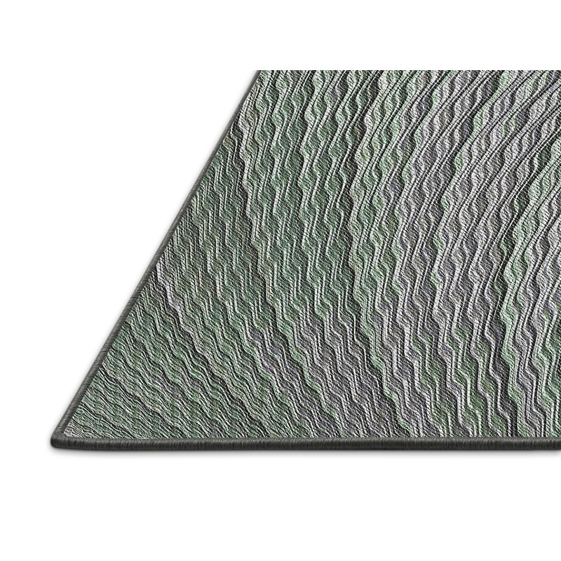 Tapis vert / gris Power Loom, Rectangle 8 pi x 10 pi