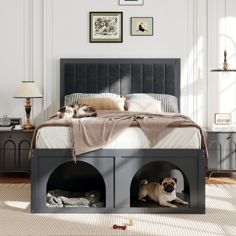 Structure de lit robuste Endicott, Black, Double