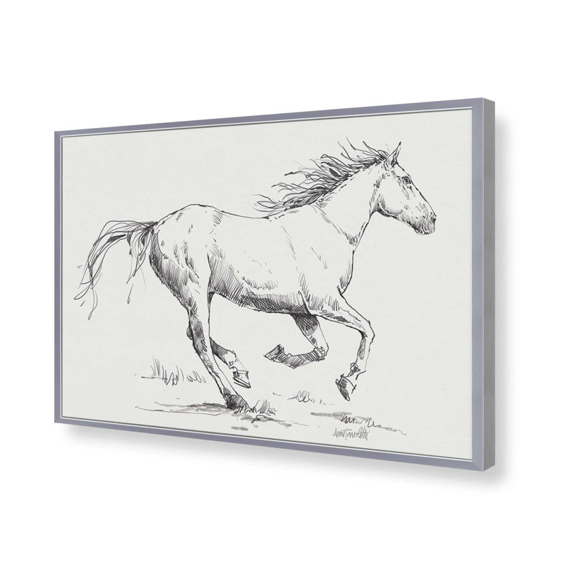 «Gallop S croquis» par Anne Tavoletti, reproduction d'art, H 12 po x l 16 po, Argent argent