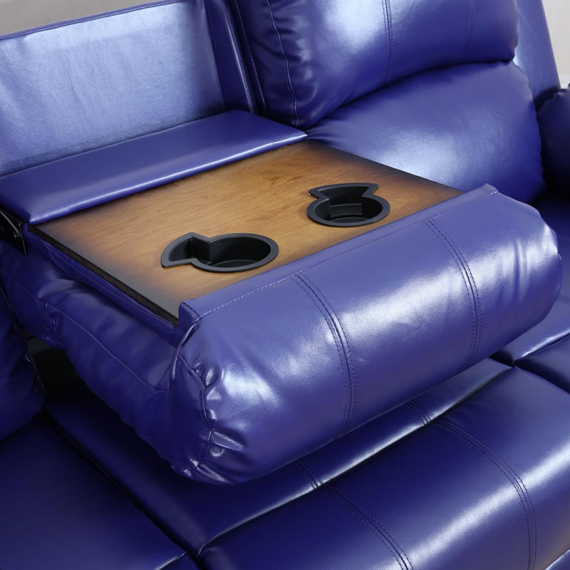 Lysi Faux Leather Recliner, Blue Faux Leather