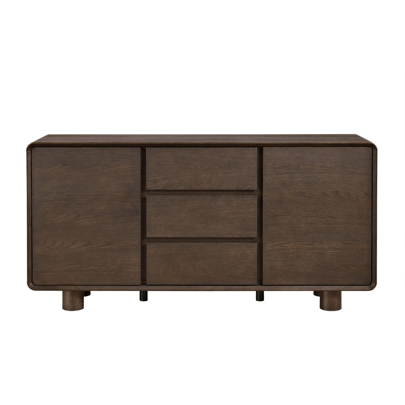 Buffet moderne en bois massif de 63 po avec 3 tiroirs et tablettes réglables Harrison